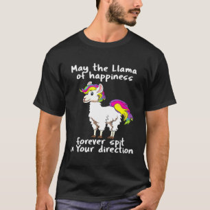 Llama Spit Happens Quote Saying Rainbow Colourful T-Shirt