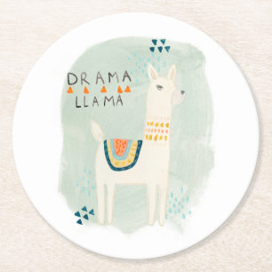 Llama Squad - Drama Llama Round Paper Coaster