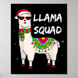Llama Squad Fun Llama Matching Gles Merry Christma Poster
