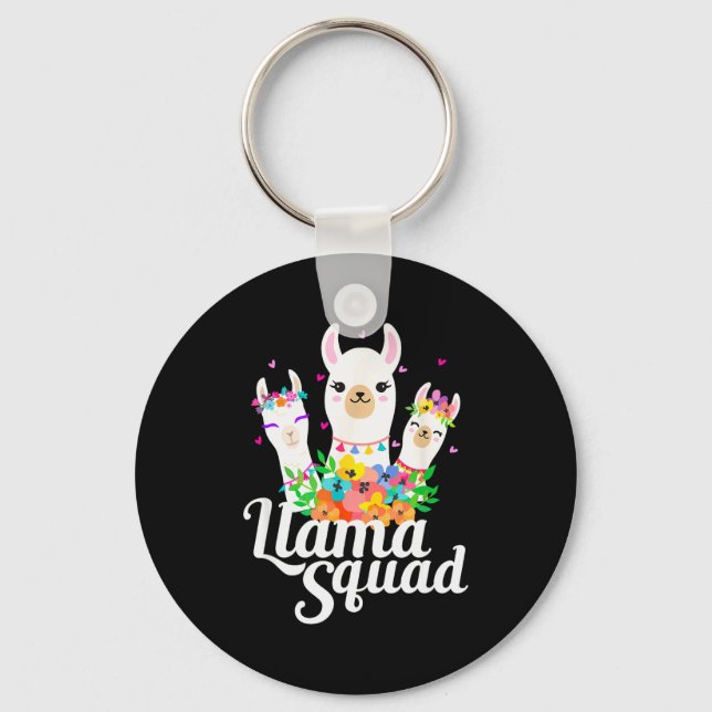 Llama Squad Funny Cute Llama Matching  Key Ring (Front)