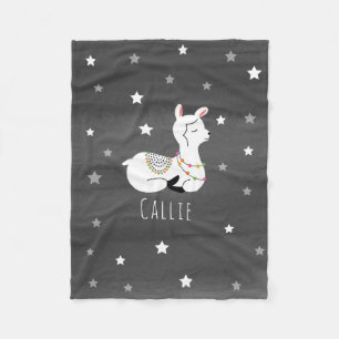 Llama Stars Personalised Fleece Blanket