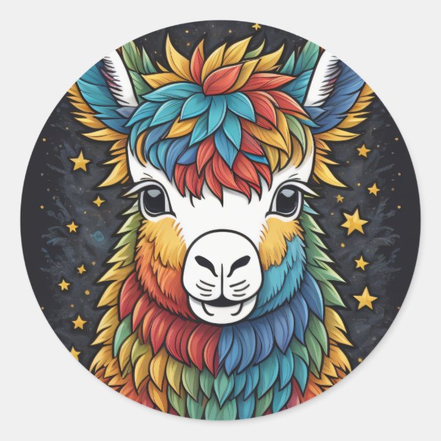 Llama Sticker, round  Classic Round Sticker (Front)