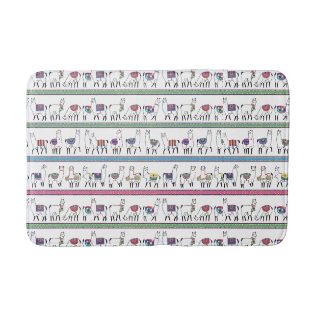 Llama Stripe Pattern Bath Mat (Front)
