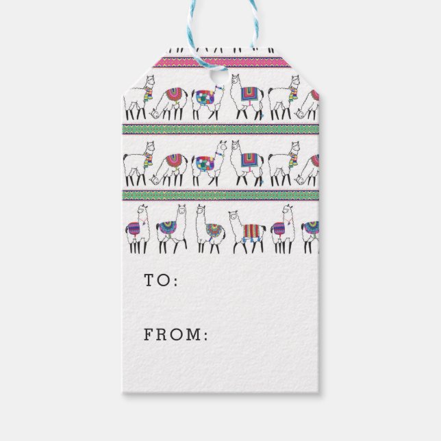 Llama Stripe Pattern Gift Tags (Front)