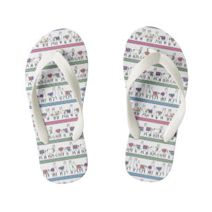Llama Stripe Pattern Kid's Flip Flops