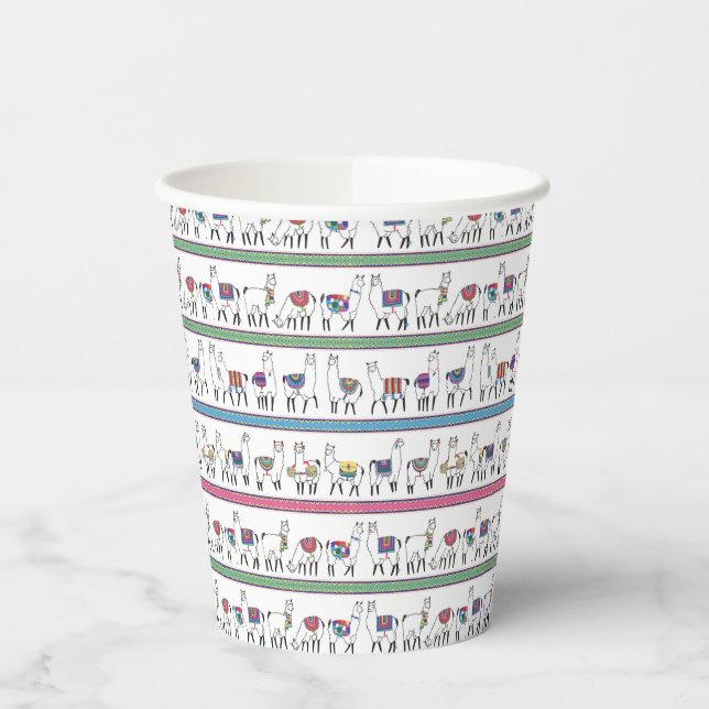 Llama Stripe Pattern Paper Cups (Left)
