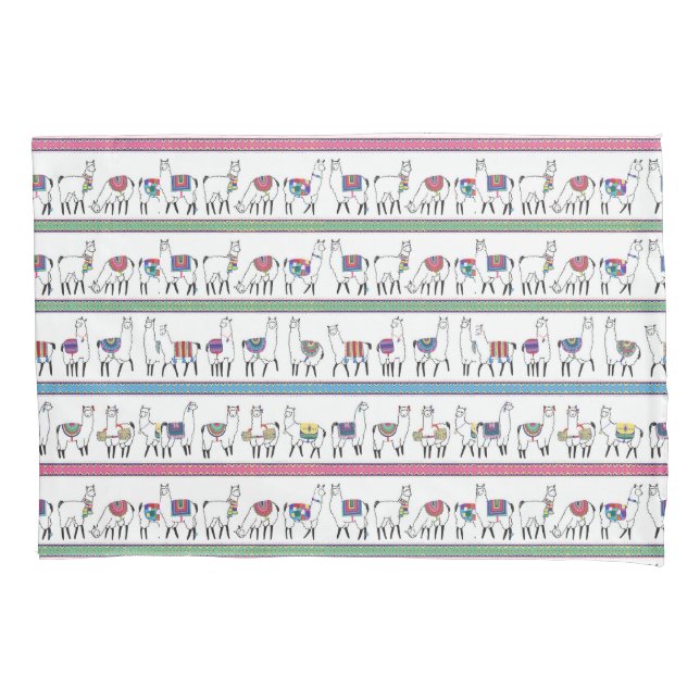 Llama Stripe Pattern Pillowcase (Front-Left)