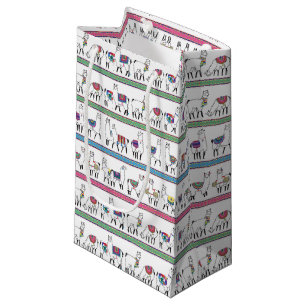 Llama Stripe Pattern Small Gift Bag