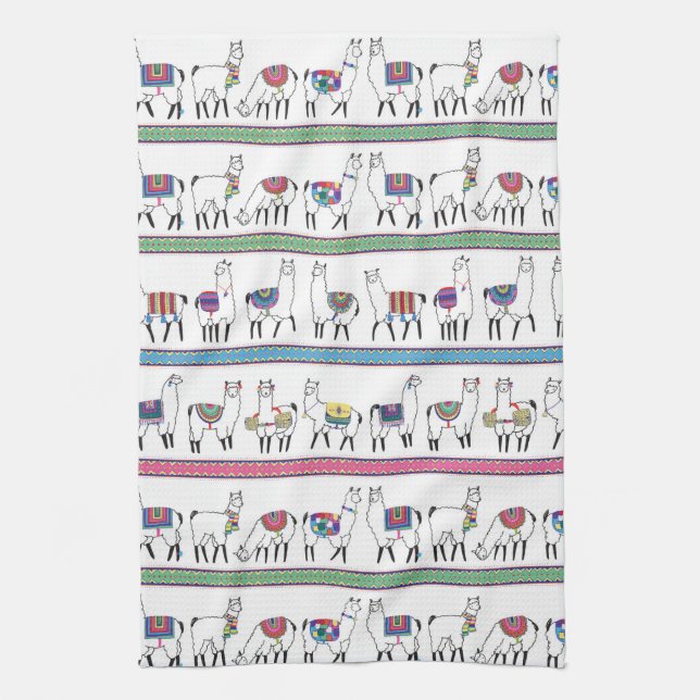 Llama Stripe Pattern Tea Towel (Vertical)