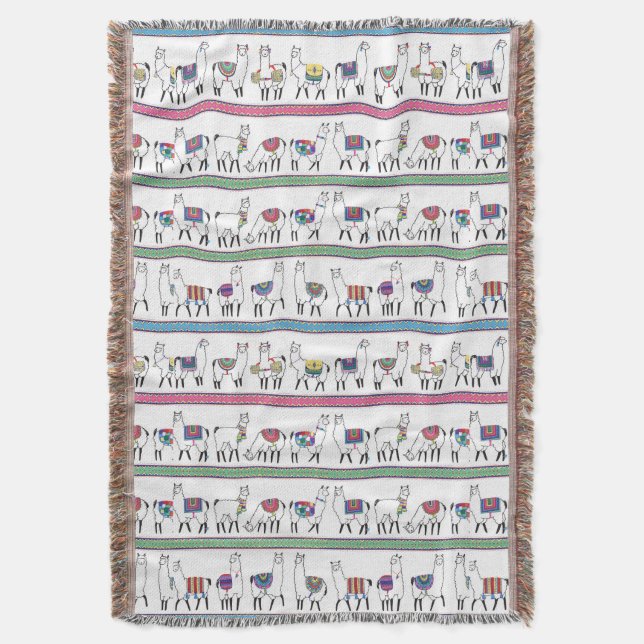 Llama Stripe Pattern Throw Blanket (Front Vertical)