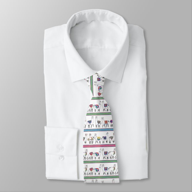 Llama Stripe Pattern Tie (Tied)