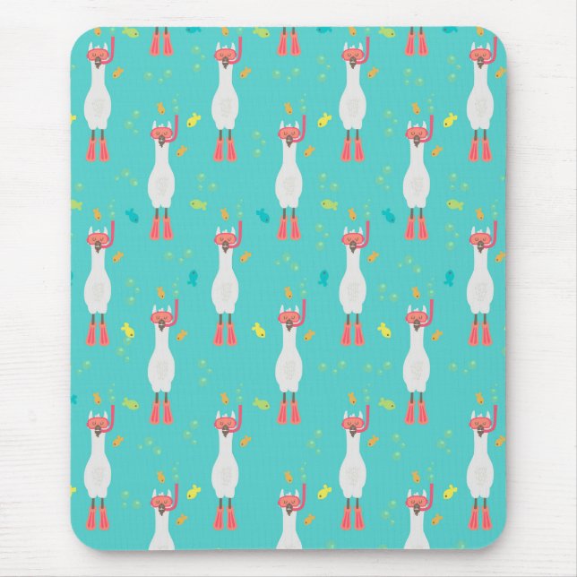 Llama Summer Swim Mouse Mat (Front)