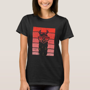 Llama Sunglasses Valentines Day Retro Alpaca Anima T-Shirt