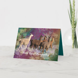 Llama Sympathy Card with five White & Brown LLamas