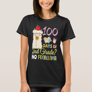 Llama Teacher Student 100 Days Of 2nd Grade No Pro T-Shirt