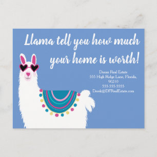 llama tell you how much real estate marketing sell postcard