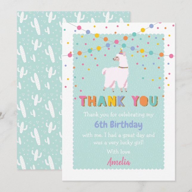 Llama Thank You Card (Front/Back)