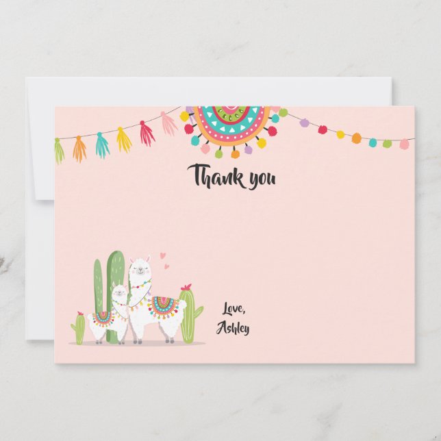 Llama Thank You card Shower Fiesta Cactus Mexican (Front)
