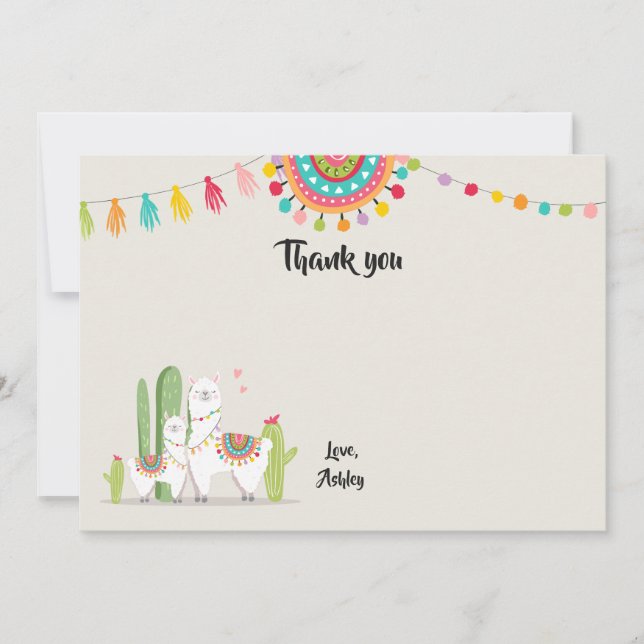 Llama Thank You card Shower Fiesta Cactus Mexican (Front)