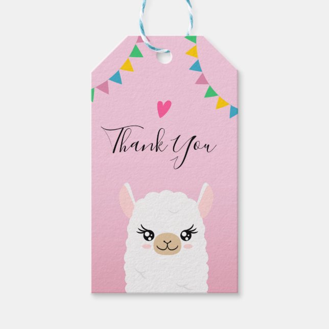 Llama Thank you Gift Tags (Front)