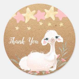 Llama Thank You Tags, Zoo Birthday, Shower Classic Round Sticker