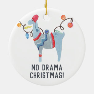 Llama themed Christmas Family Photo Ceramic Tree Decoration