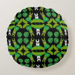 Llama Themed Print Round Cushion