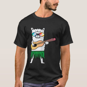 Llama Ukulele Luau Cute Cool Hawaii Alpaca T-Shirt
