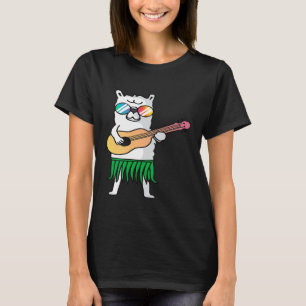Llama Ukulele Luau Cute Cool Hawaii Alpaca T-Shirt