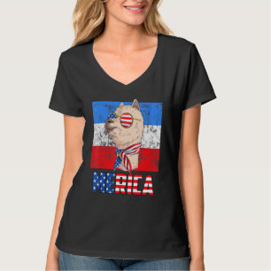 Llama Usa 4th Of July American Flag Merica T-Shirt