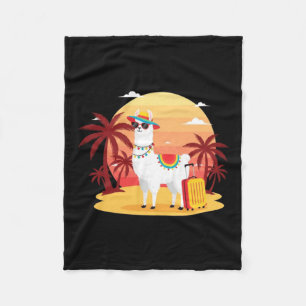 Llama Vacation Sunset Fleece Blanket