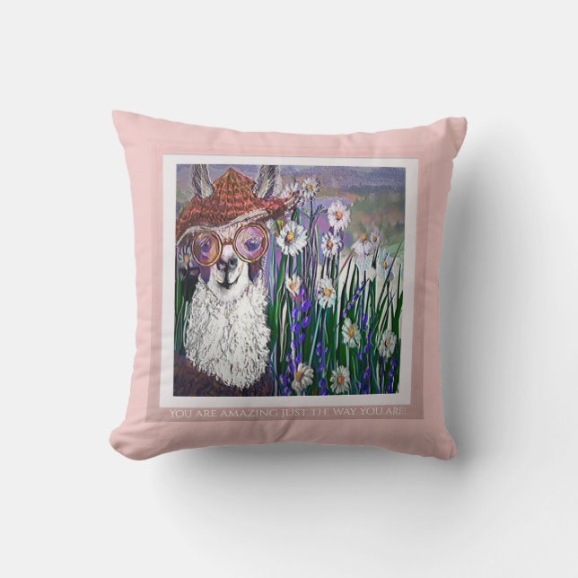 Llama, w/ Cute Hat & Glasses Cushion (Front)