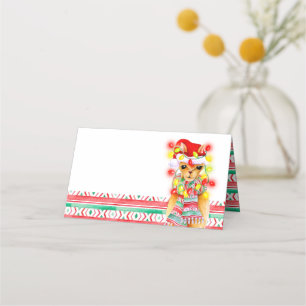 Llama watercolor whimsy christmas holiday place card