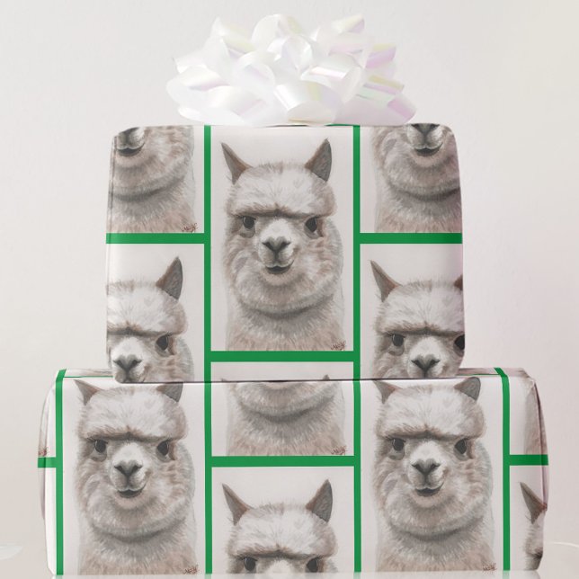 Llama Watercolor Wrapping Paper Alpaca Smiles (Creator Uploaded)