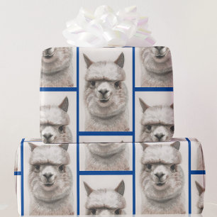 Llama Watercolor Wrapping Paper Alpaca Smiles