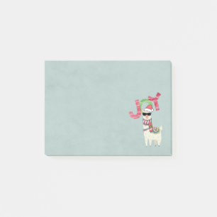 Llama wearing a Santa Hat and Sunglasses Joy Post-it Notes