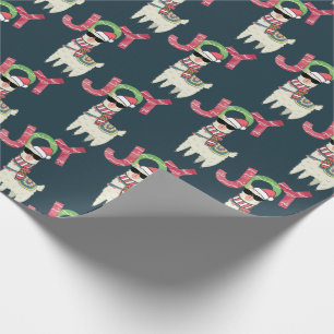 Llama wearing a Santa Hat and Sunglasses Joy Wrapping Paper