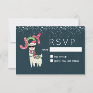 Llama wearing a Santa Hat and Sunglasses RSVP Card