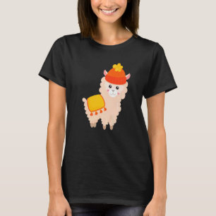 Llama Wearing Hat Autumn Fall Farmer Thanksgiving  T-Shirt