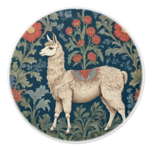 Llama William Morris style Left Facing Ceramic Knob