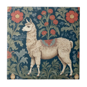 Llama William Morris style Left Facing Tile