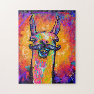Llama with a Moustache - Art Puzzle 11x14