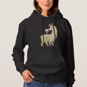 Llama With Glass Of Wine Hoodie