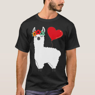 Llama With Heart Balloon Valentines Day Love Boys T-Shirt