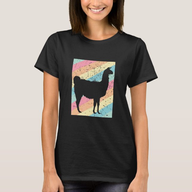 Llama With Retro Background T-Shirt (Front)
