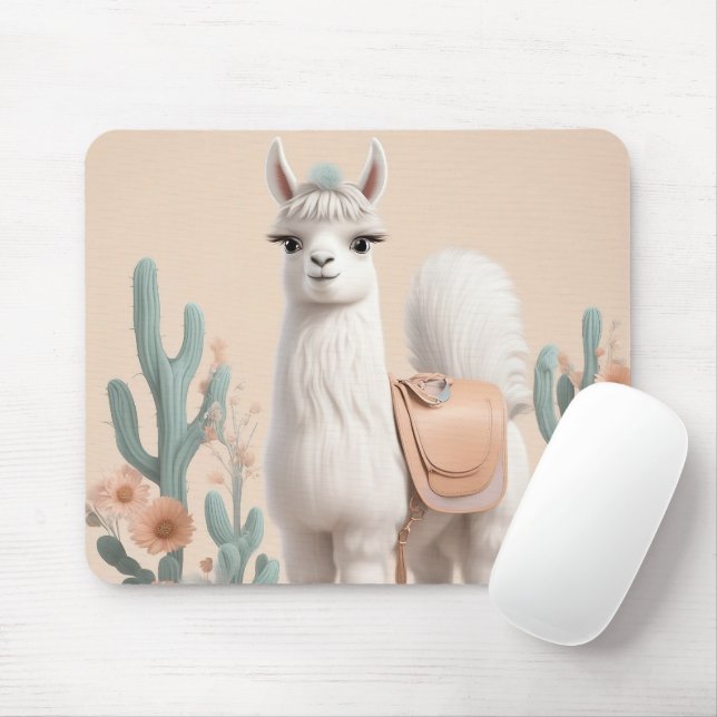 Llama with Saddle in the Desert Mouse Mat (With Mouse)