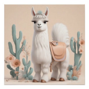Llama with Saddle in the Desert Poster