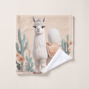 Llama with Saddle in the Desert Wash Cloth