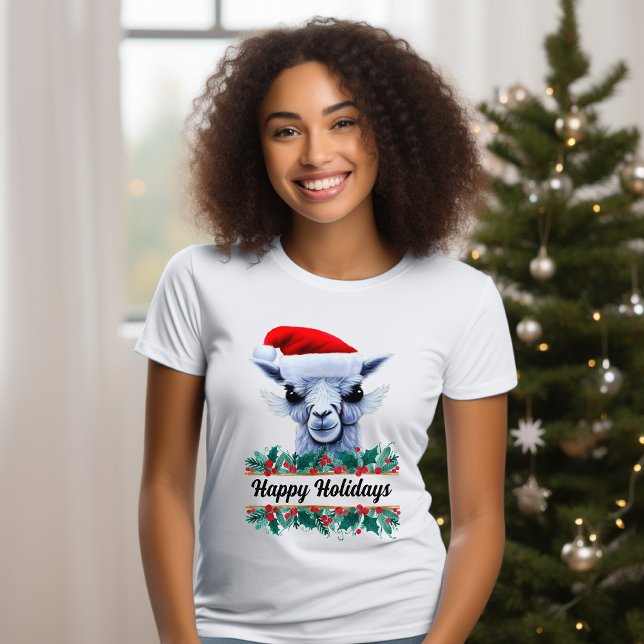 Llama With Santa Hat And Text T-Shirt (Creator Uploaded)