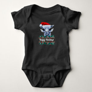 Llama With Santa Hat Baby Bodysuit